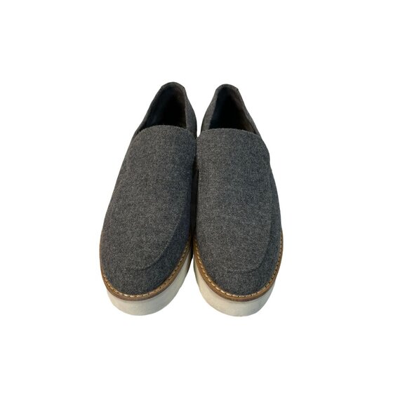 Vince Zeta Platform Wedge Loafer Felt Flannel Grey Size 6M - Picture 2 of 7